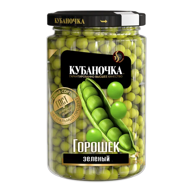 Горошек зеленый, консерв, 370 г