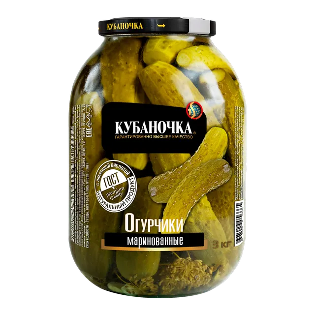 Огурцы маринованные (с лимонкой), 3000 г