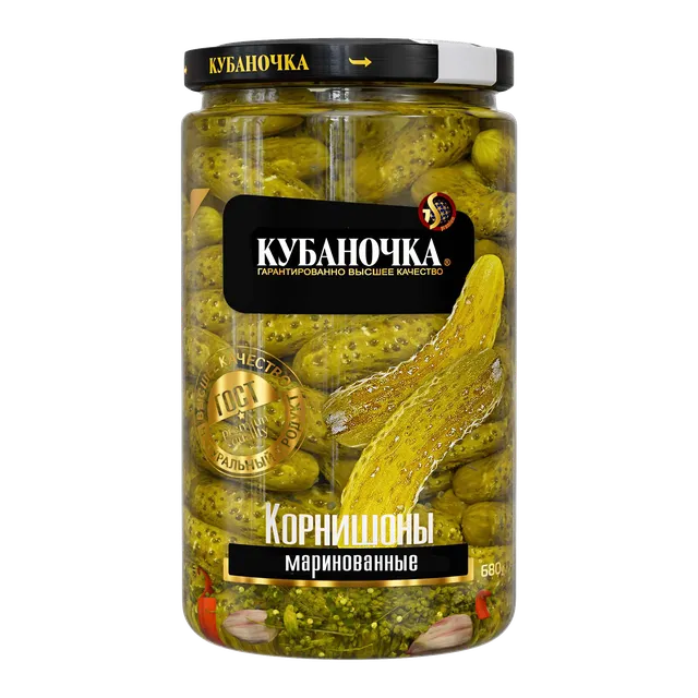 Корнишоны маринованные огурчики 3-6 см, 680 г