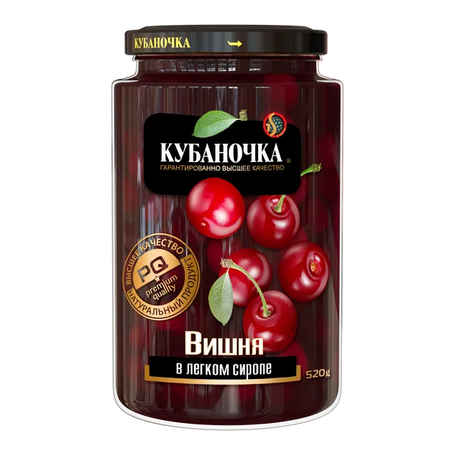 Вишня в легком сиропе, 520 г